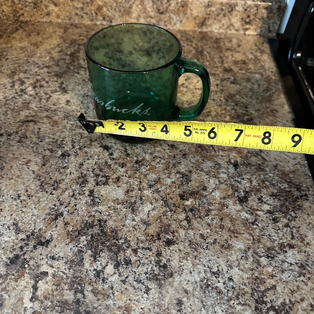 Starbucks Vintage Green Etched Script Print Glass Mug - Picture 4 of 5